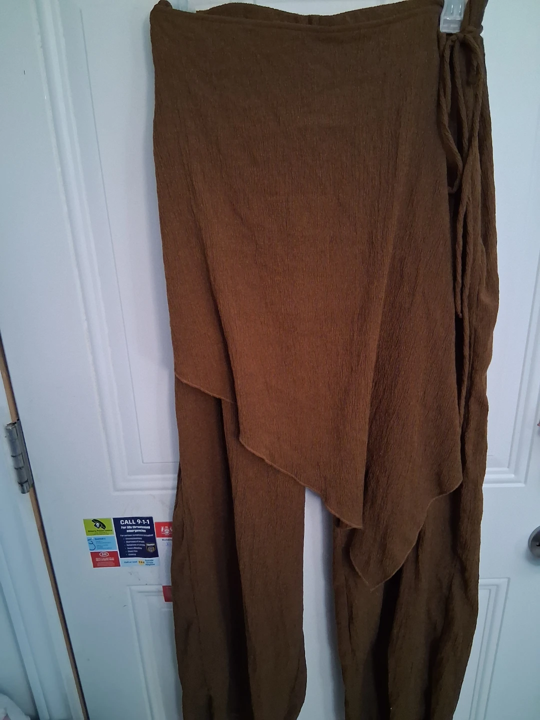 Brown textured wrap pants both for just $15