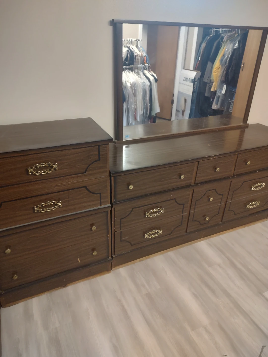 Brown Wooden Dresser set with Mirror