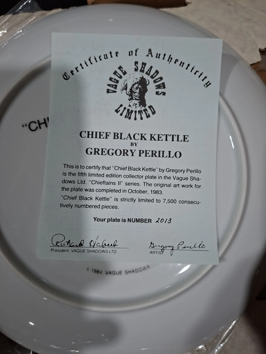 Chief Black Kettle collector plate by Gregory Perillo - photo 3