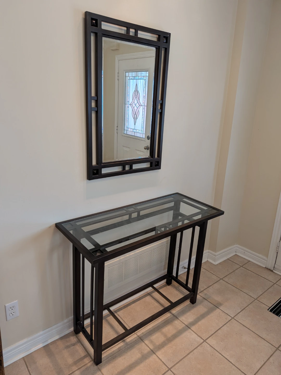 Console Table with Glass Top and Mirror set