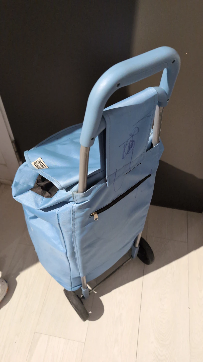 Light Blue Rolling Shopping Cart - photo 2