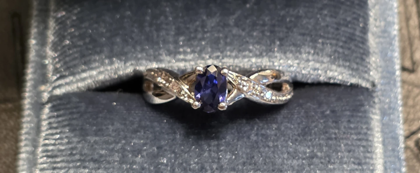 14k White Gold Blue Sapphire Ring - photo 2