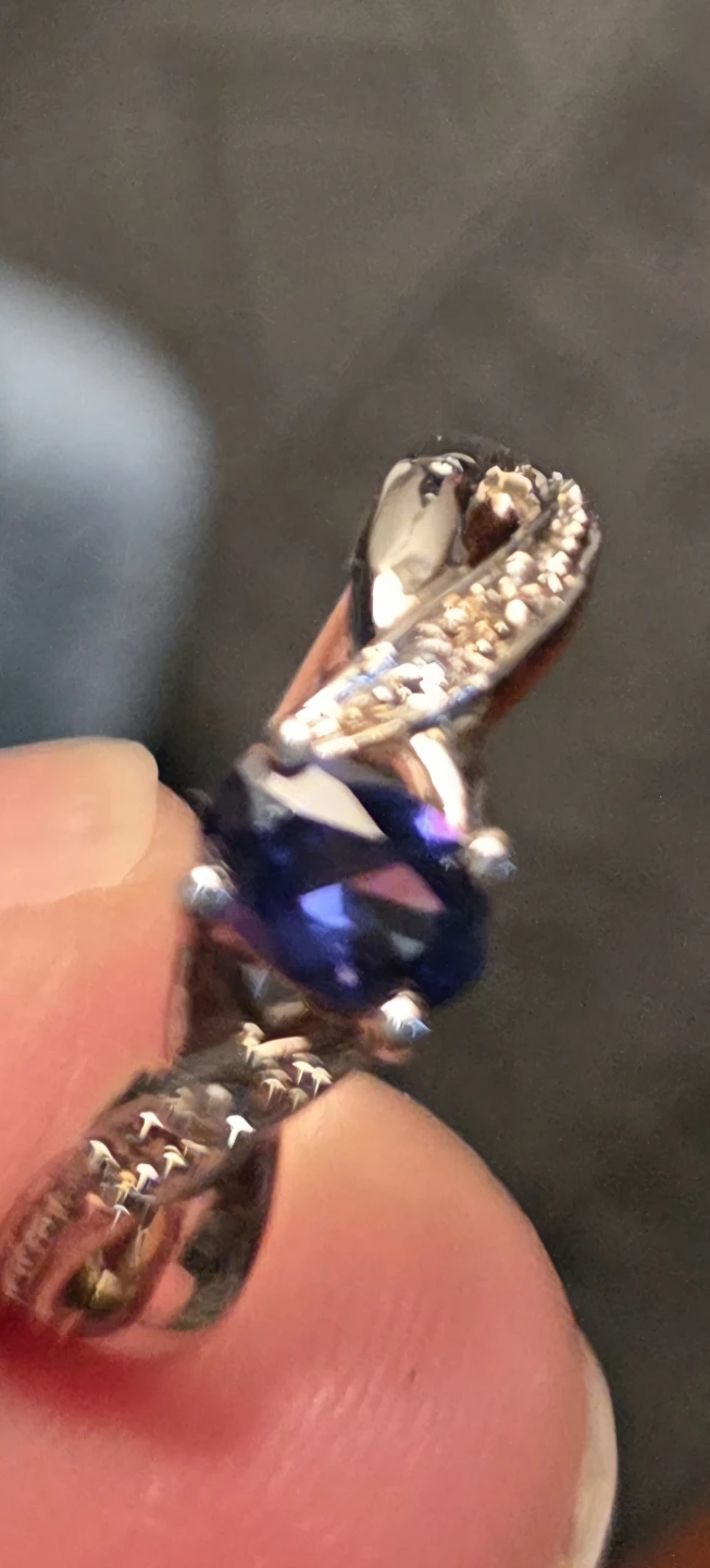 14k White Gold Blue Sapphire Ring - photo 3