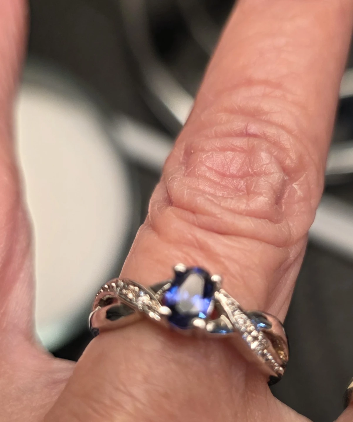 14k White Gold Blue Sapphire Ring - photo 5