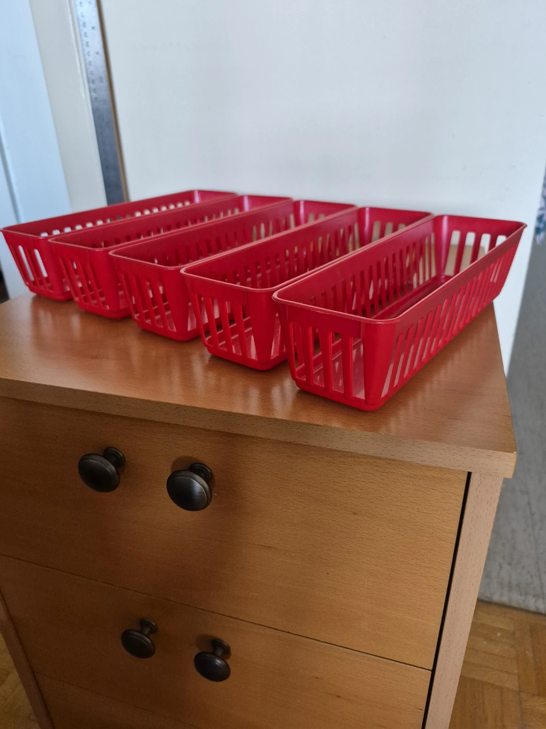 5 Red Organizer/Storage Baskets/Bins (Vintage, Made in USA) - photo 5