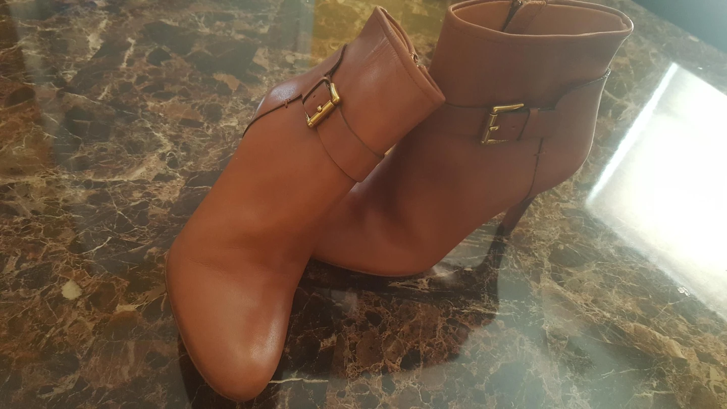 Brown Leather Ankle Boots with Buckle Detail - photo 3