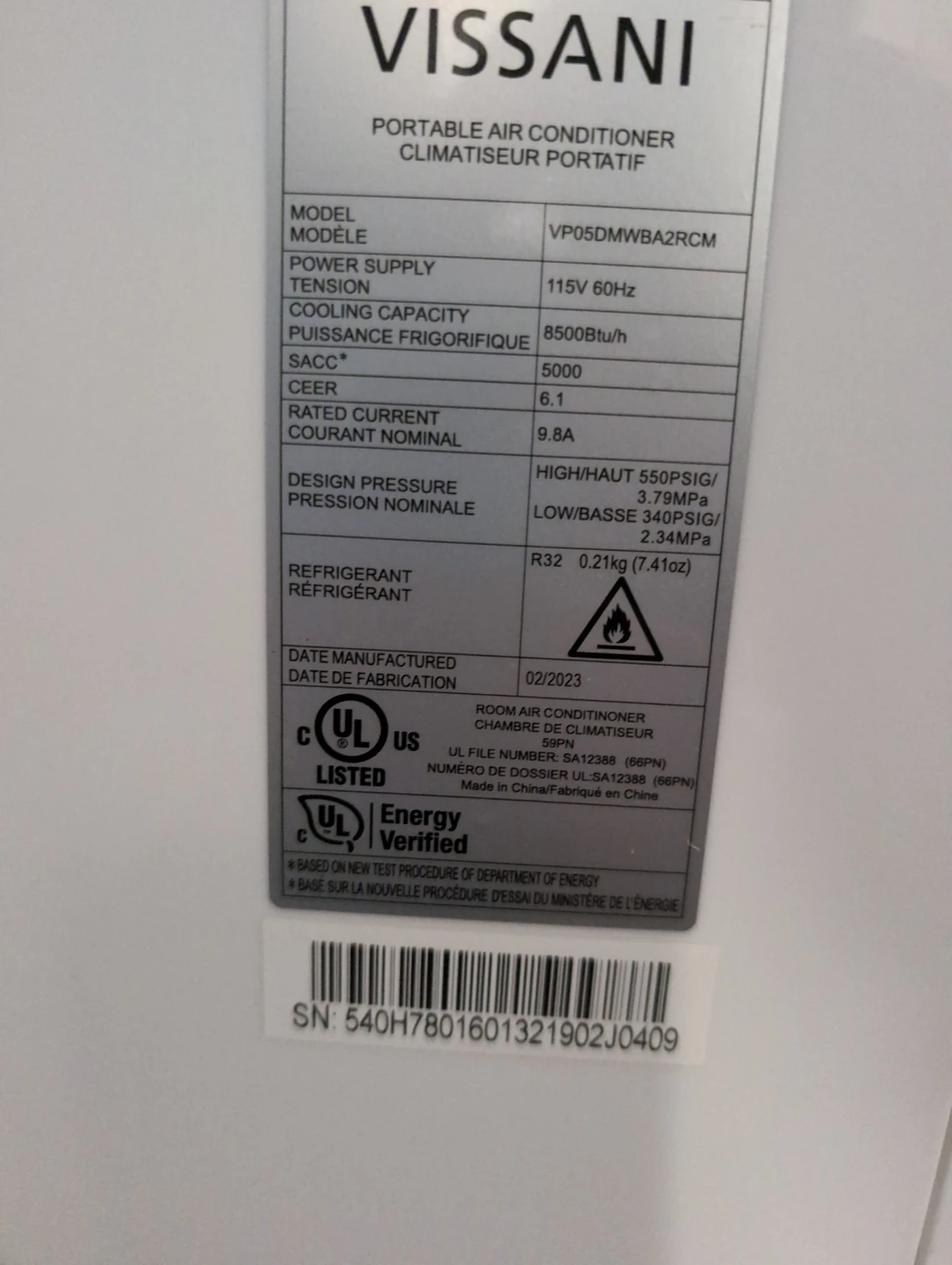 VISSANI Portable Air Conditioner - photo 2