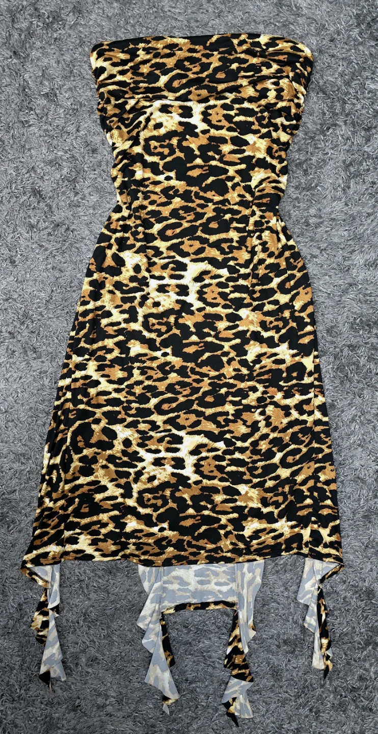 Strapless Leopard Print Ruffle Maxi Dress (XXXL) - photo 2