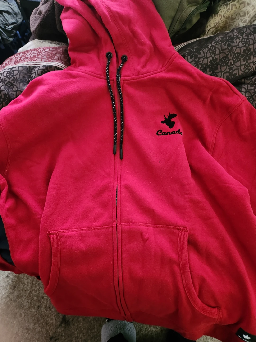Red Canada Moose Zip-Up Hoodie