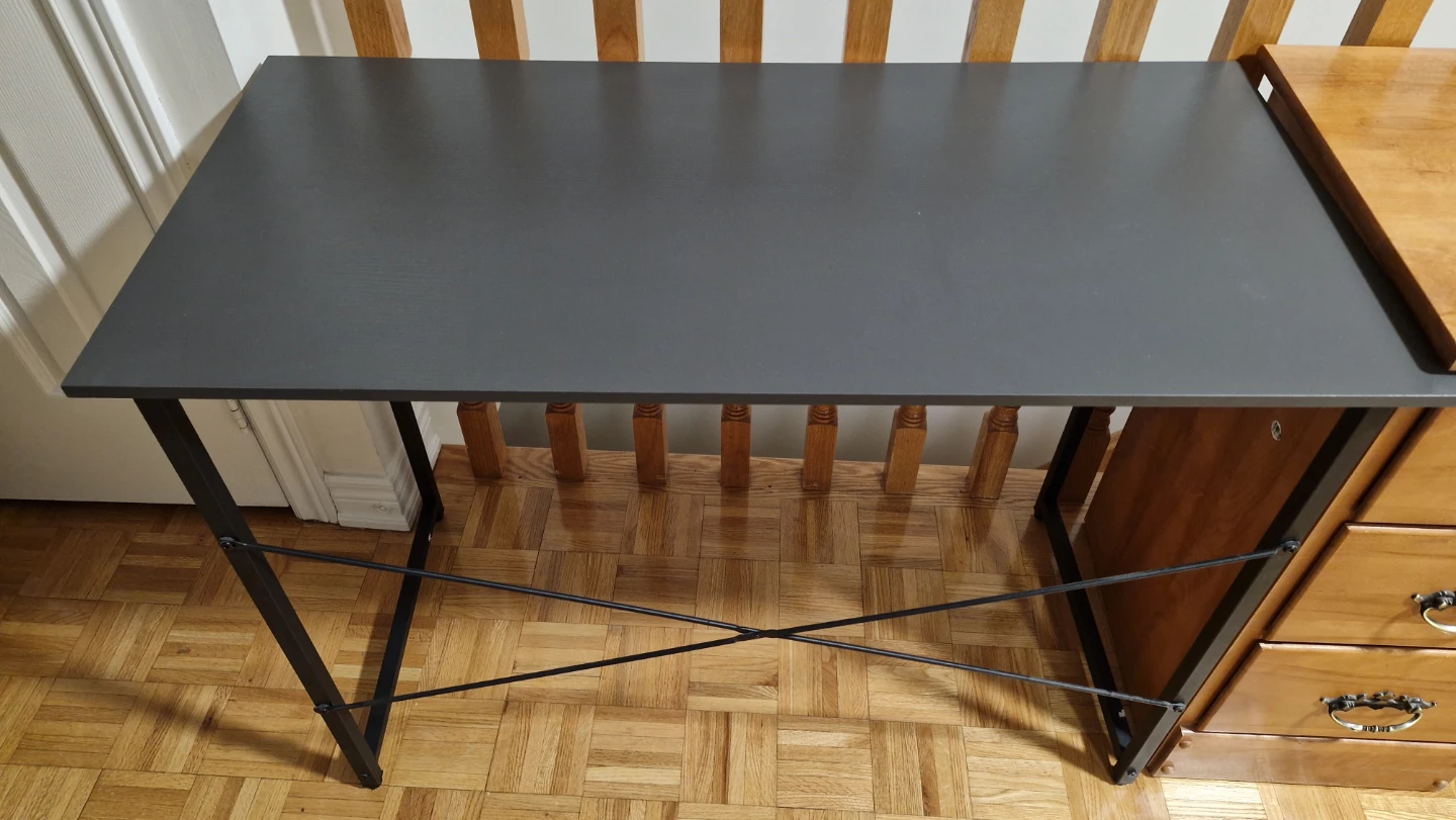 Dark Grey Metal Frame Writing Desk