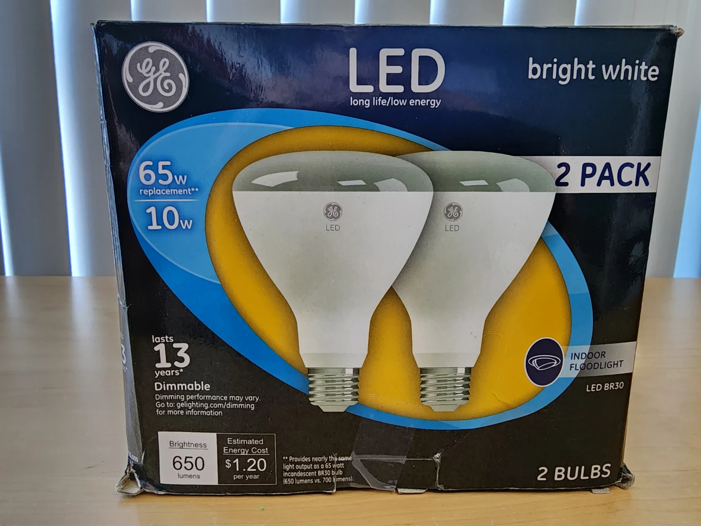 GE LED BR30 Indoor Floodlight Bulbs - Bright White (2 Pack)