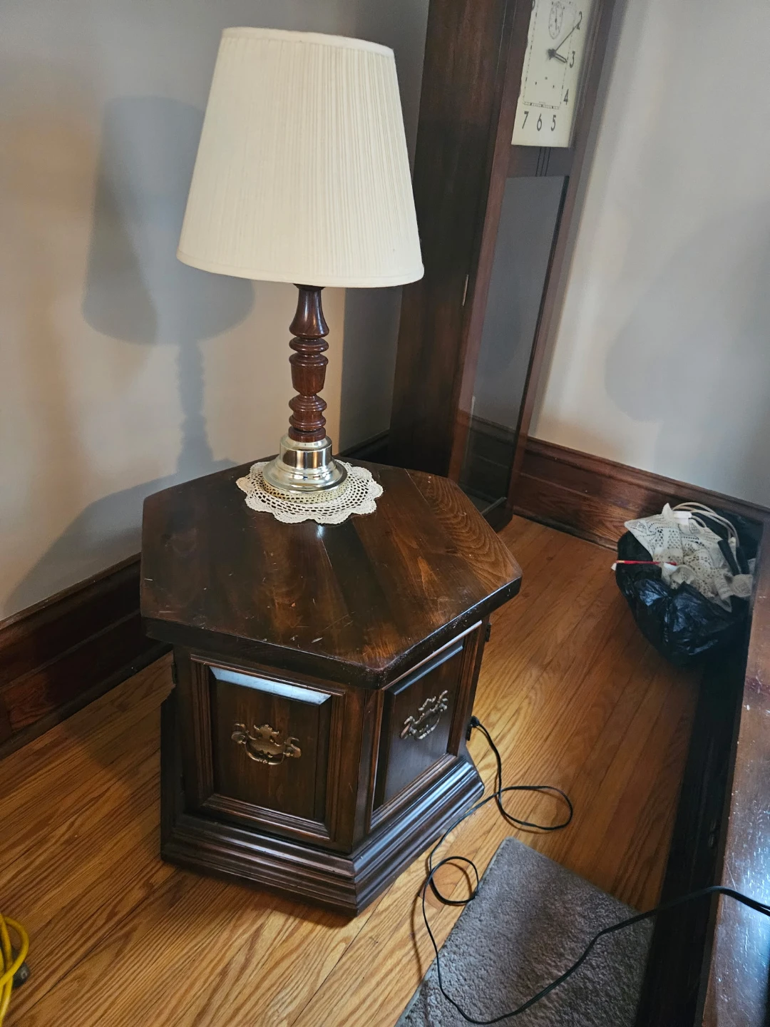 Hexagonal Wood Side Table with Storage - photo 3
