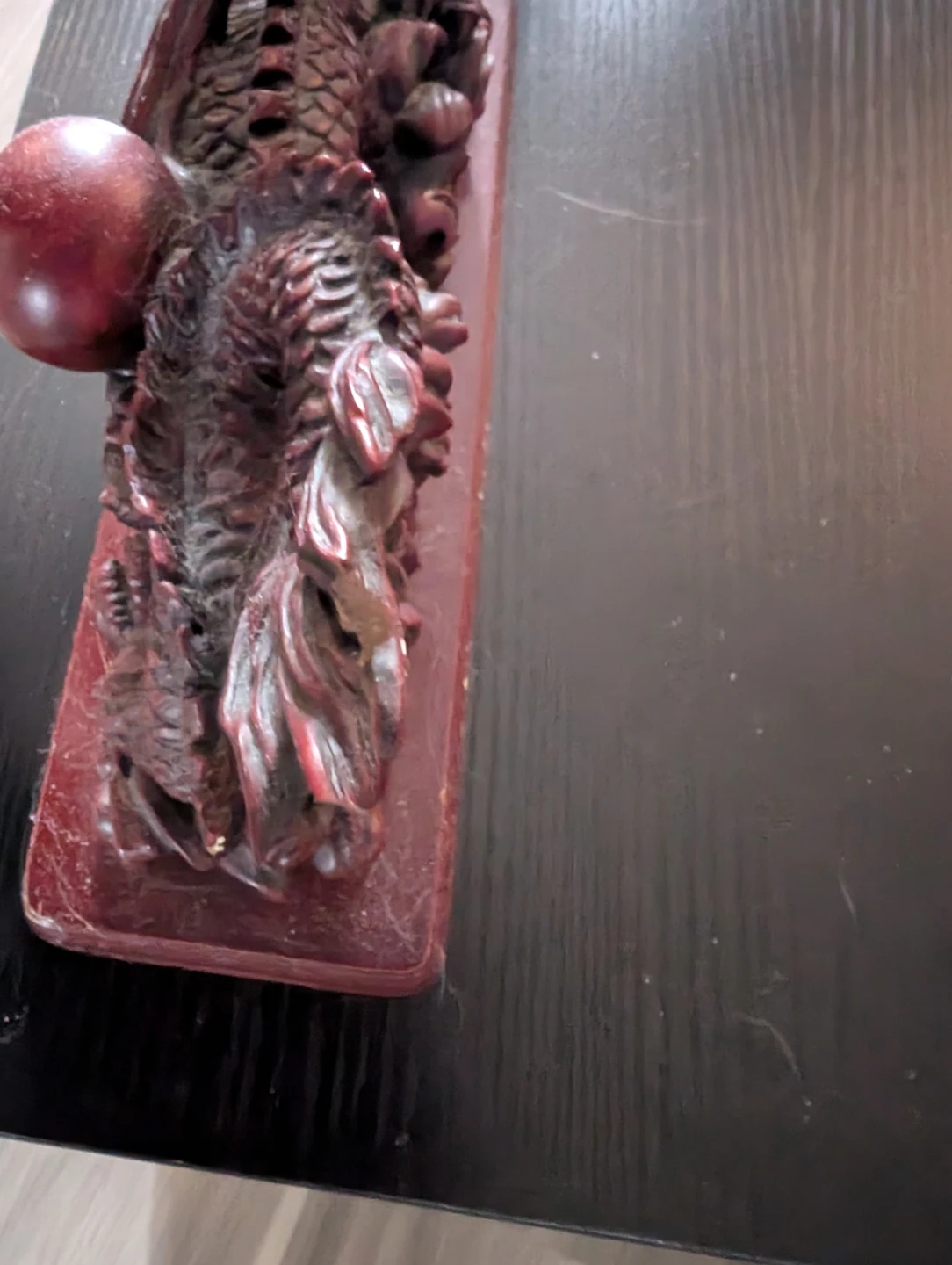 Carved Wooden Dragon with Ball - photo 2