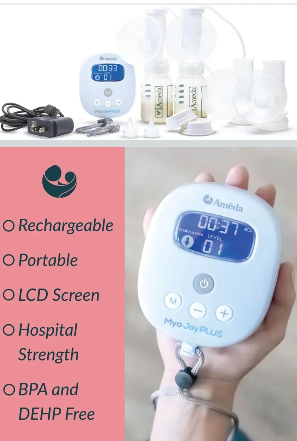 Ameda Mya Joy Plus Double Electric Breast Pump - photo 3