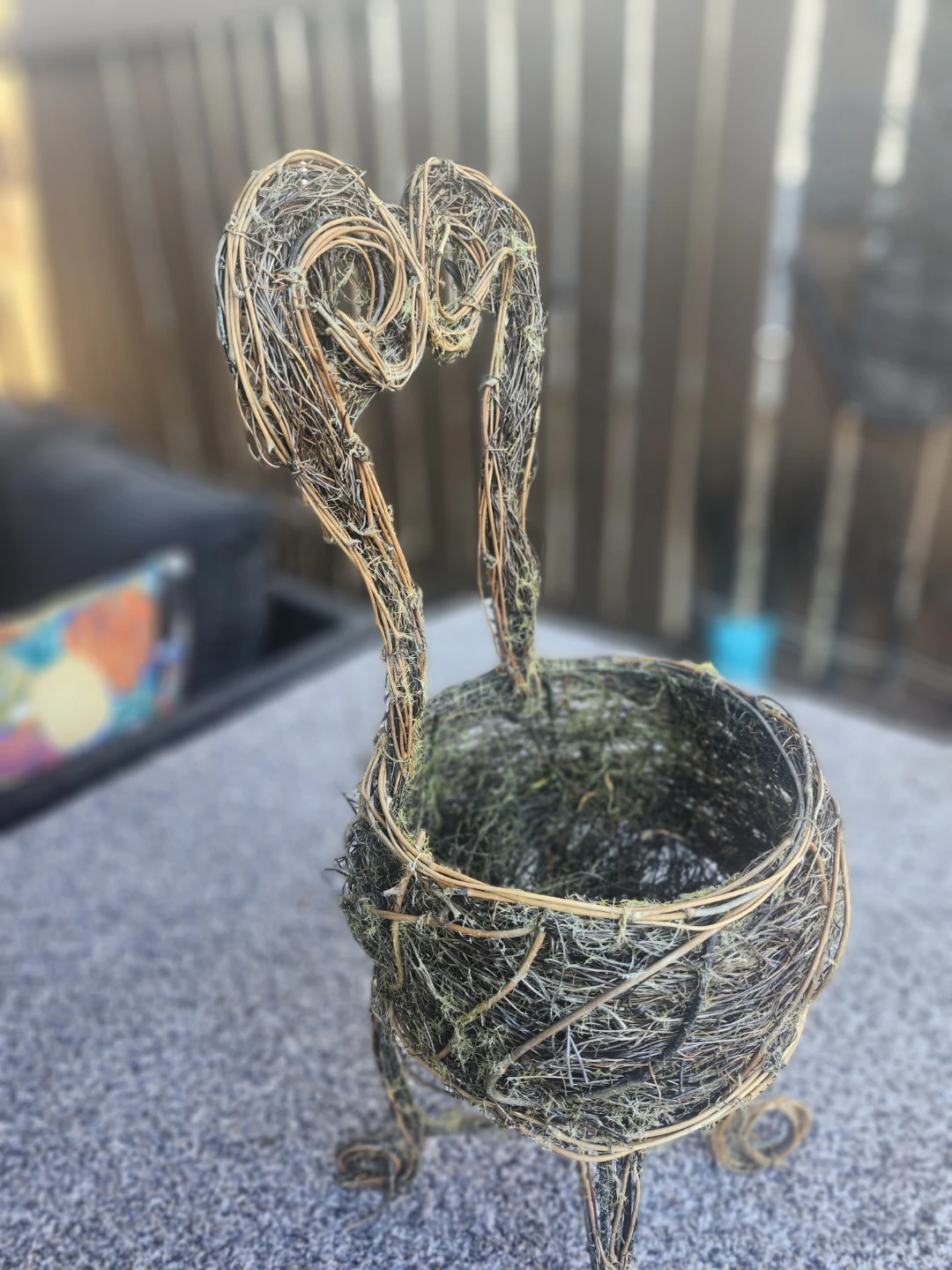 Outdoor Wicker Chair Plant Pot