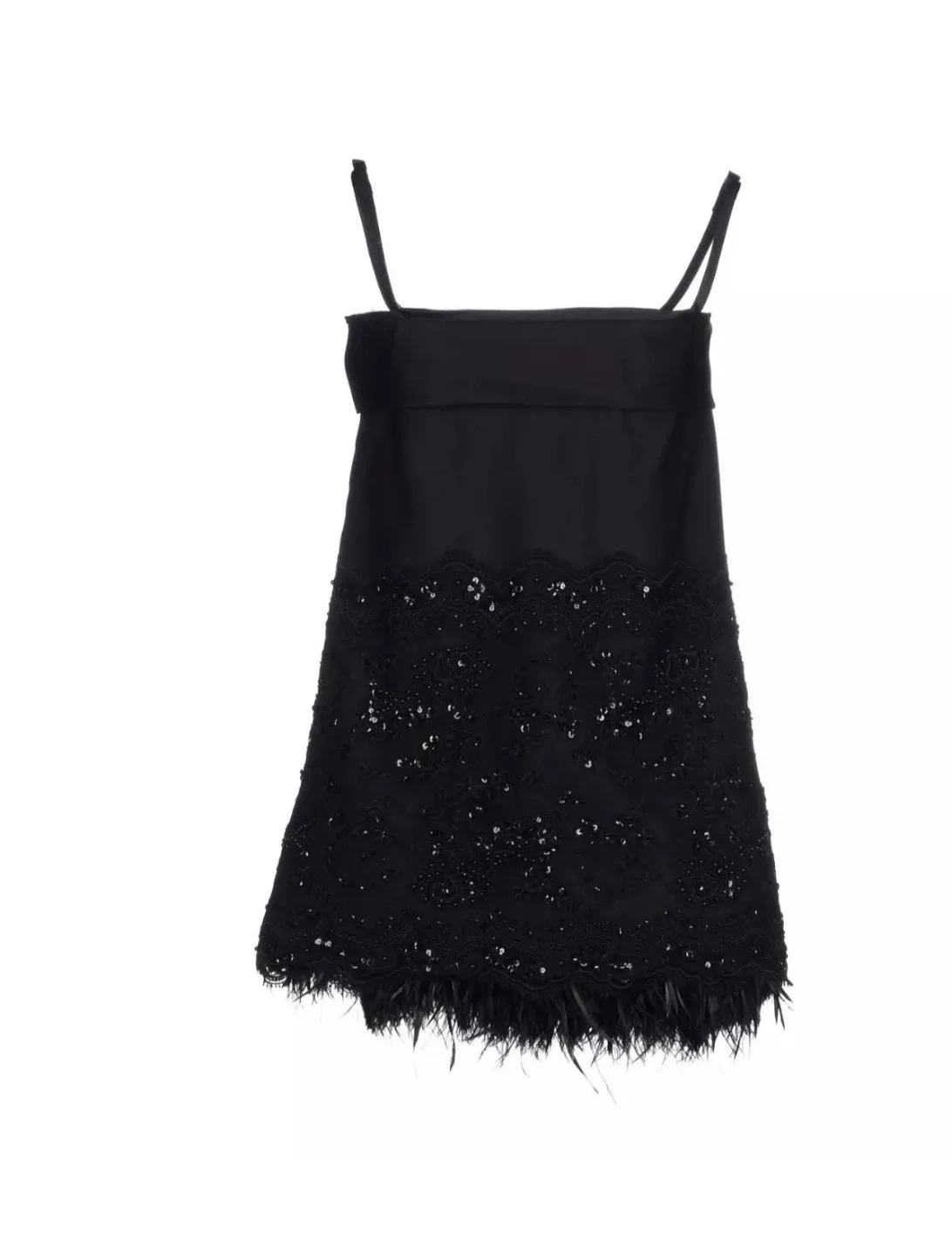 Dsquared2 Black Mini Dress with Feather & Sequin Trim - Size 40 - photo 5