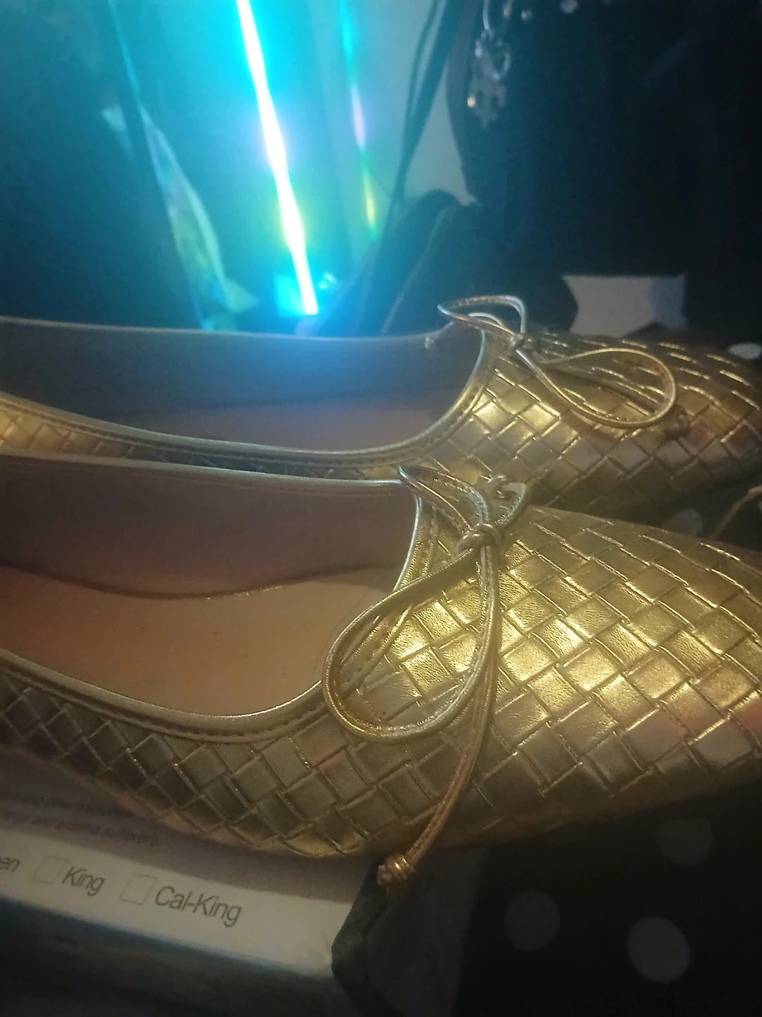 Gold Woven Ballet Flats with Bow - Women's Size 8 - photo 2