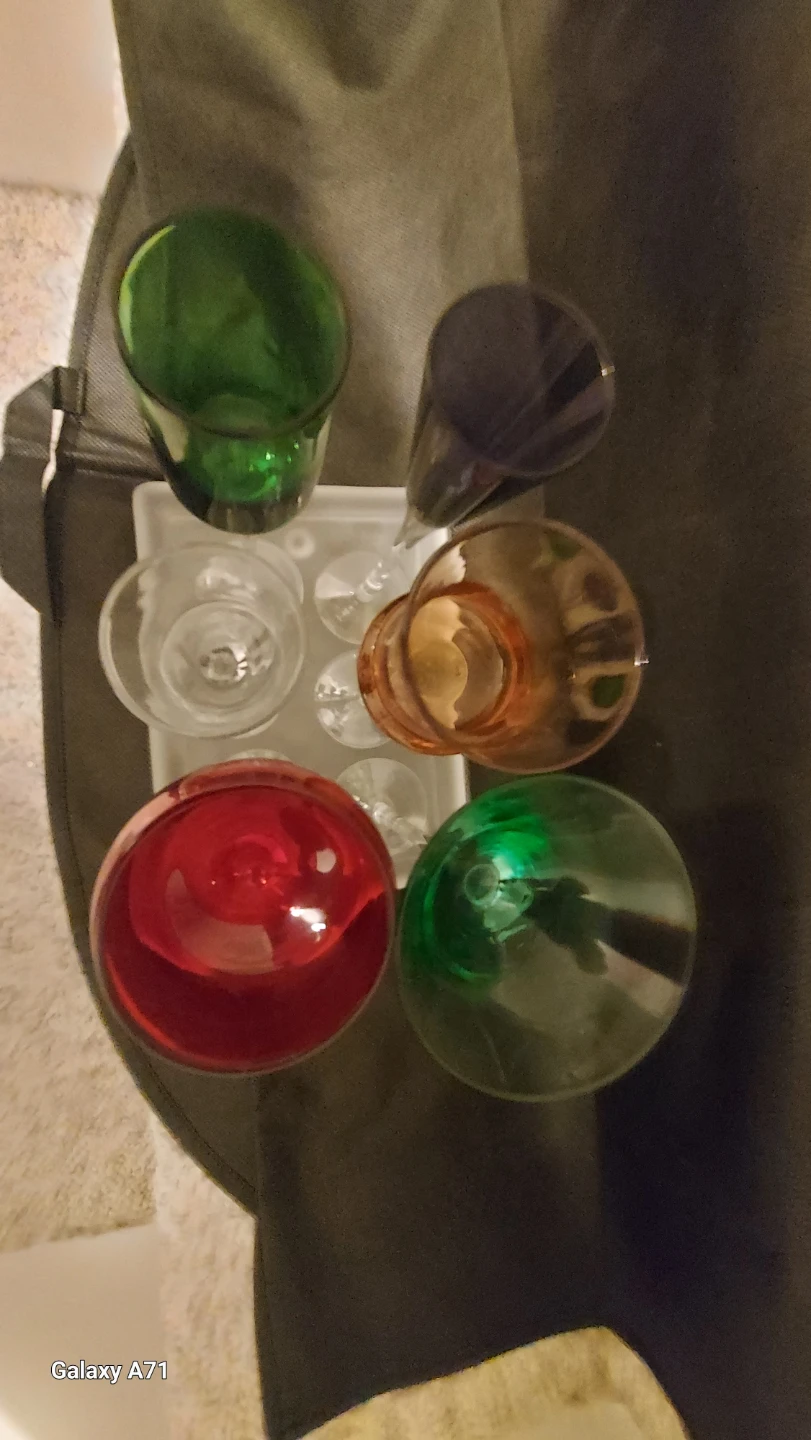 Set of 5 Coloured Wine Glasses
