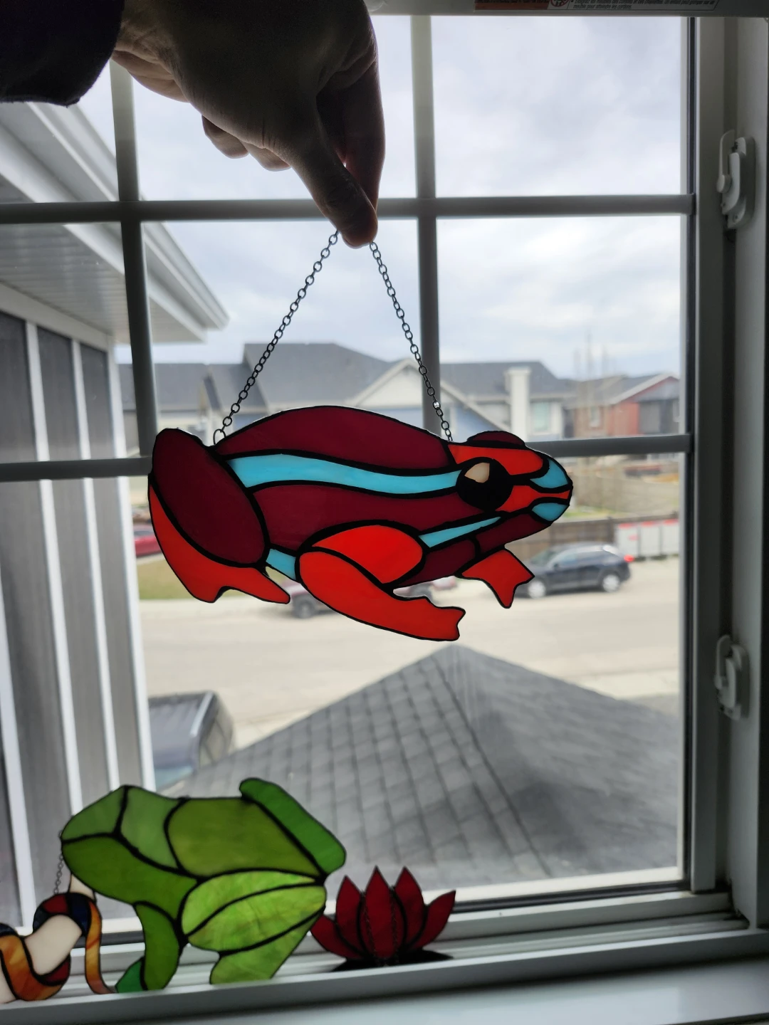 Stained Glass Red Frog Suncatcher - photo 2