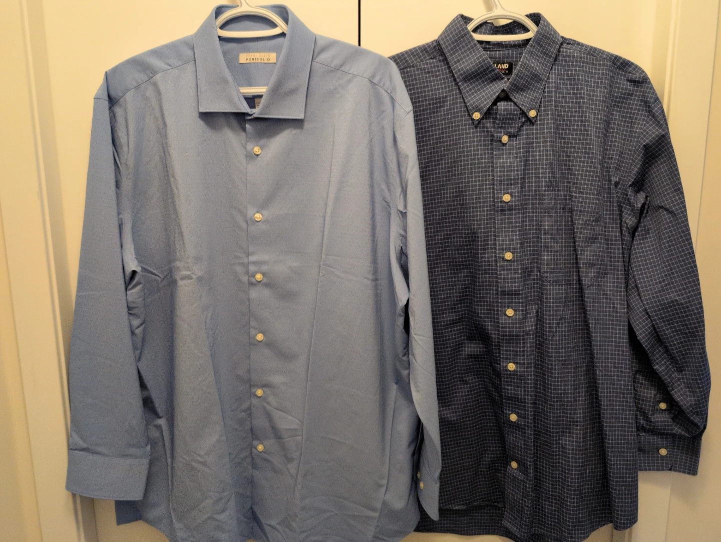 Two Men's Dress Shirts: Kirkland Sign & Perry Ellis Portfolio