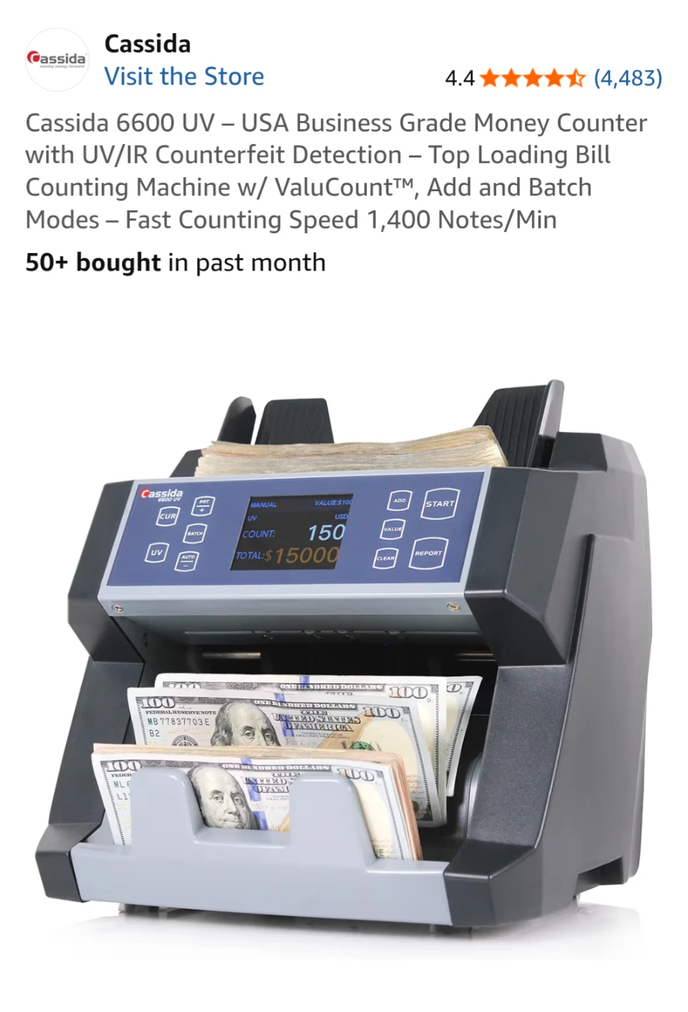 Cassida 6600 UV Money Counter