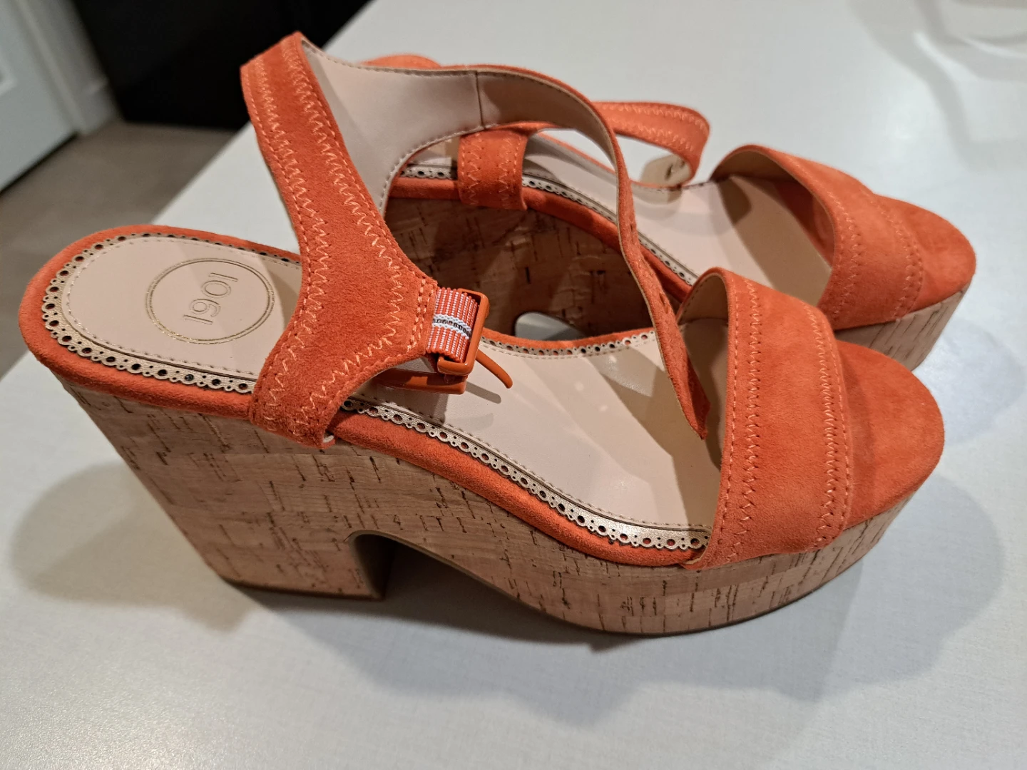 1901 Orange Suede Wedge Sandals - photo 2