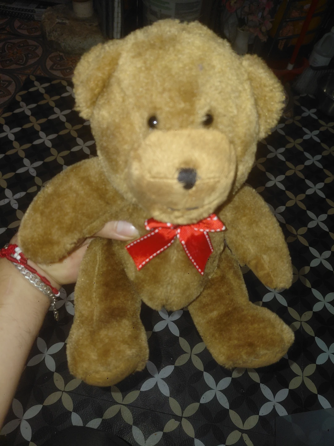 Brown Teddy Bear with Red Bow