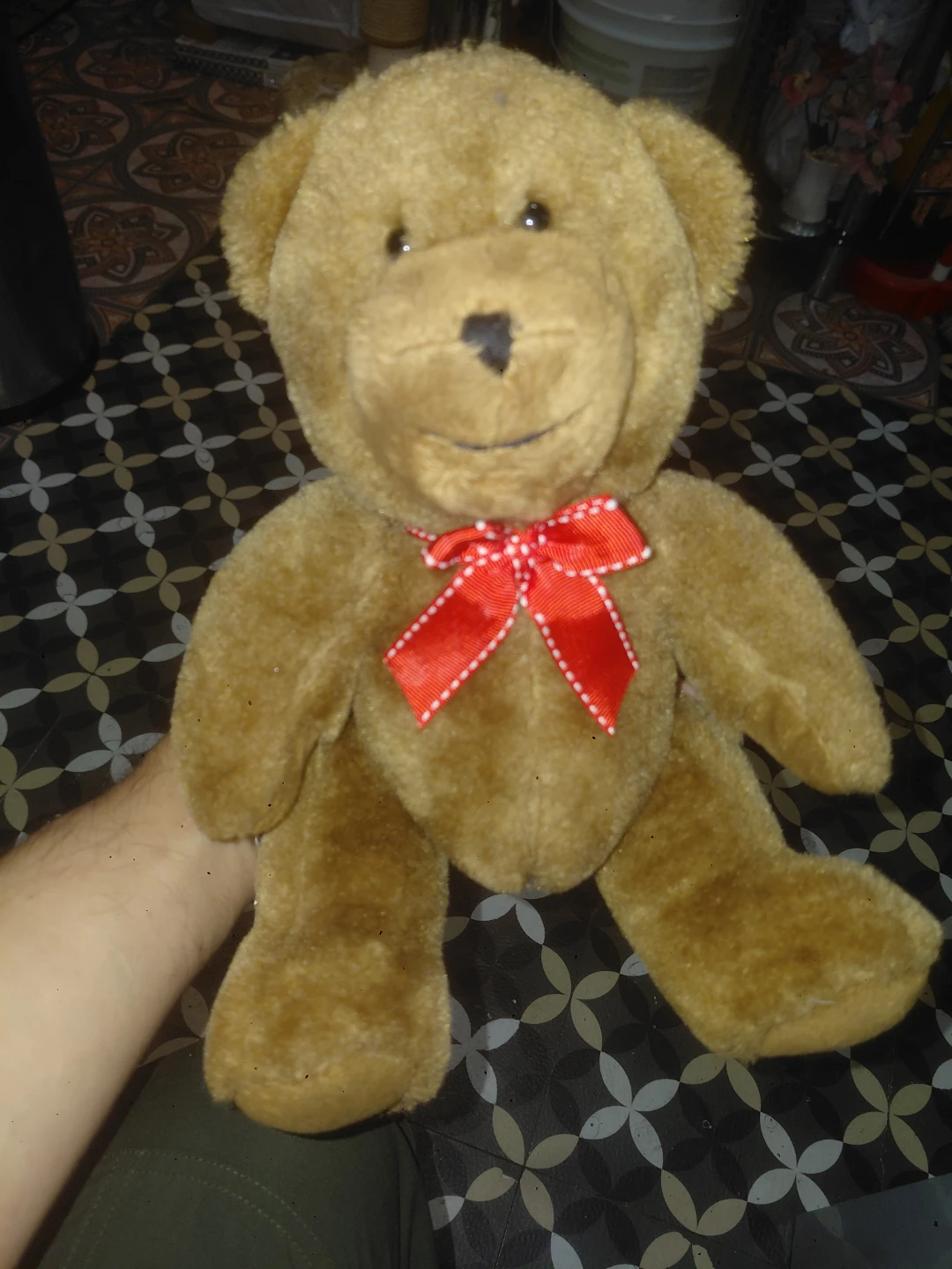 Brown Teddy Bear with Red Bow - photo 2