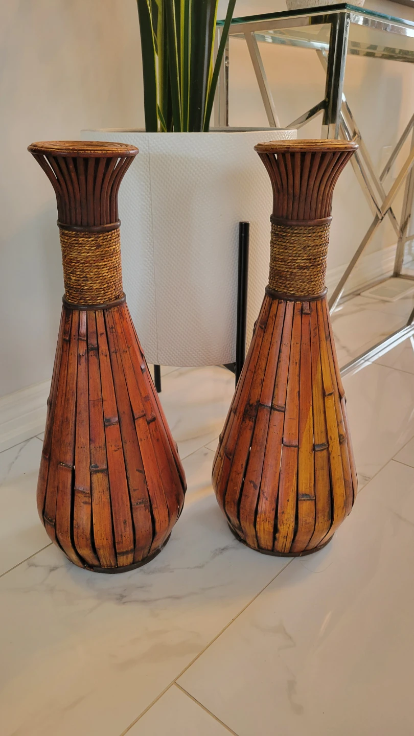 Set of 2 Bamboo Vases