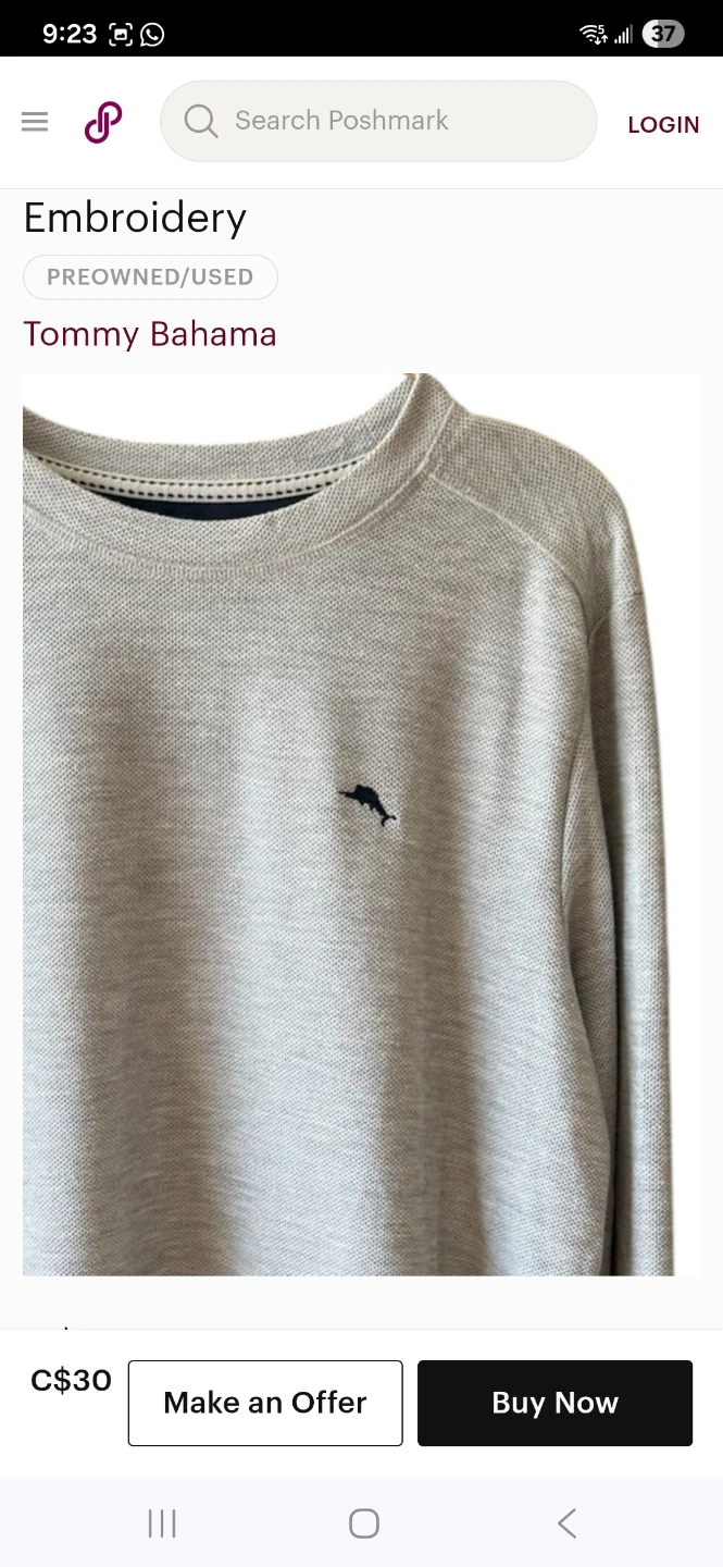 Brand new Tommy Bahama Gray Blue Crewneck Long Sleeve Shirt - photo 2