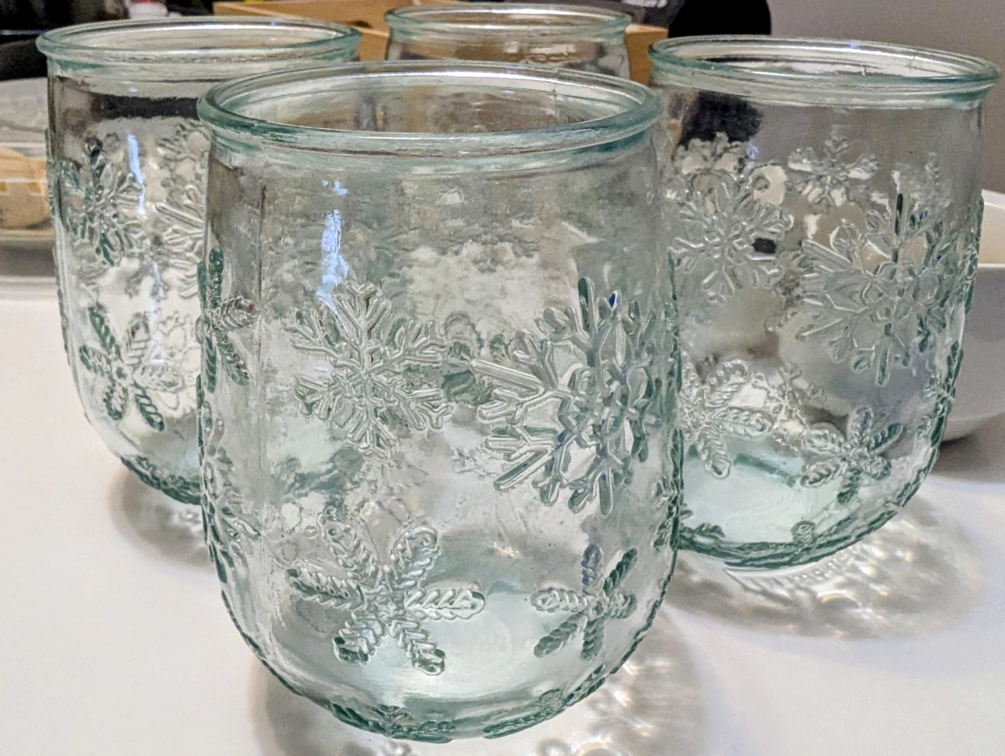 Set of 4 Snowflake Glass Jars