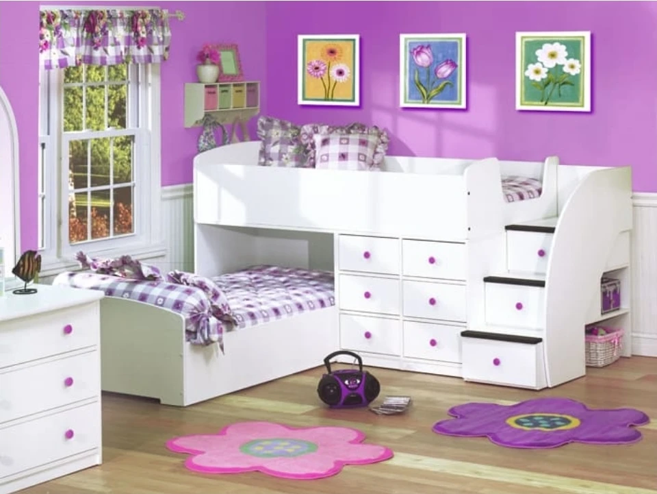 Double over twin White Loft Bed with Drawers and Stairs - photo 3