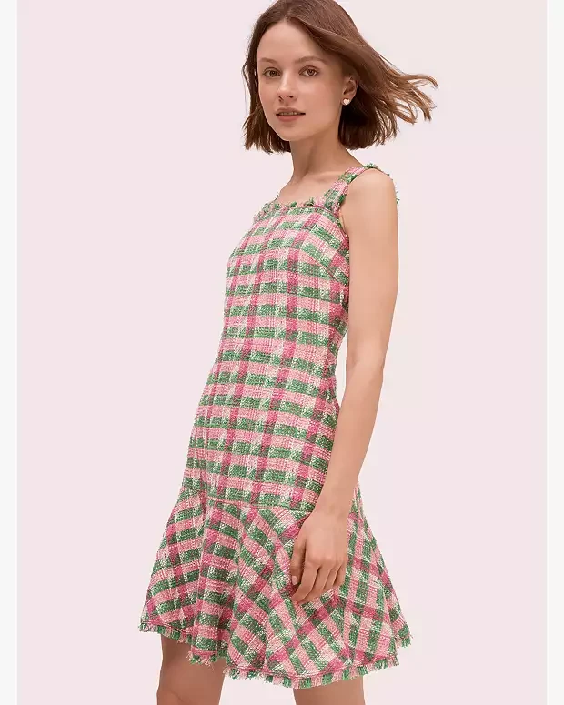 Kate Spade New York Pink & Green Plaid Tweed Dress Size 4 - photo 2