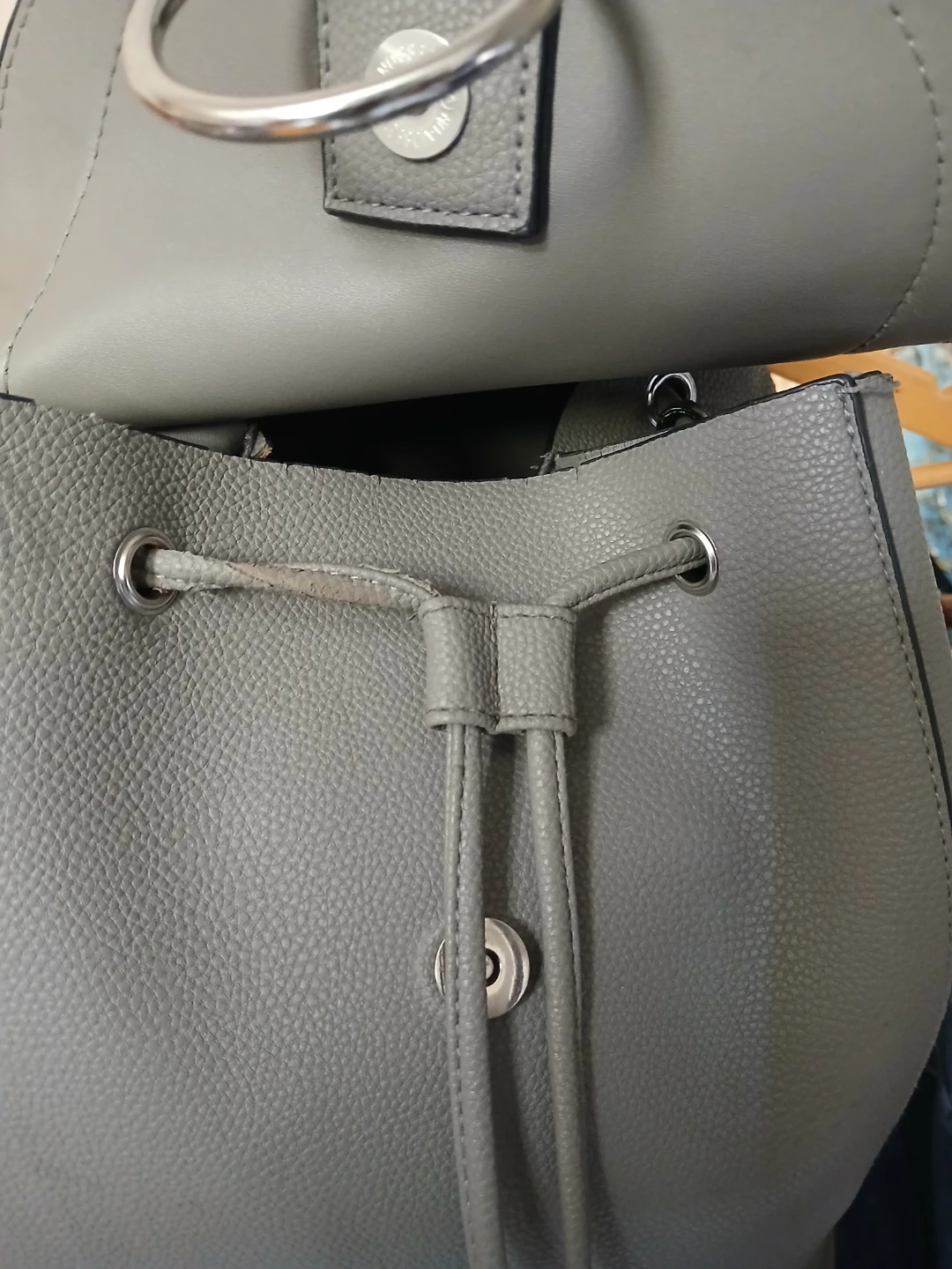 Grey Faux Leather Backpack - photo 2