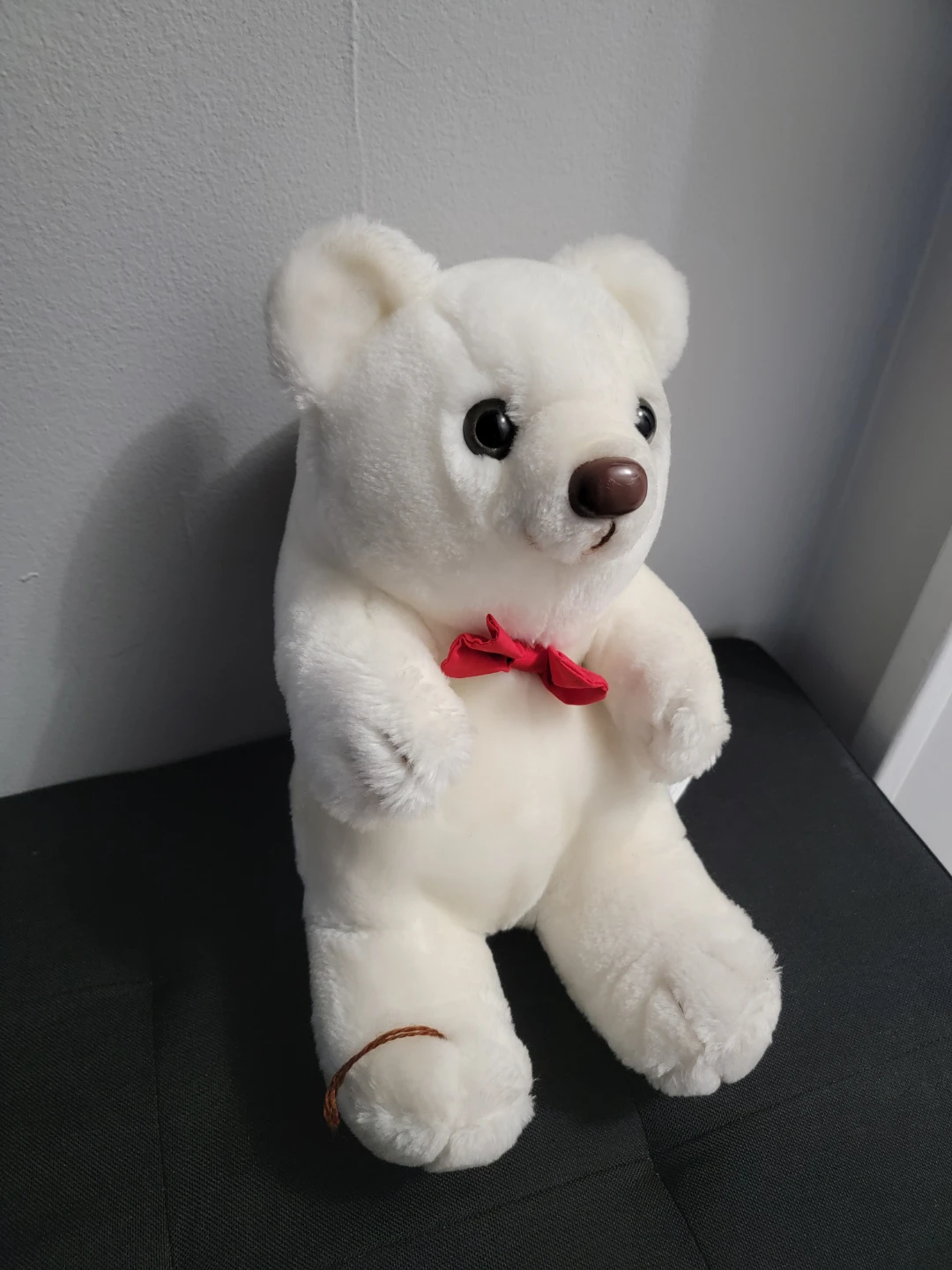 White Teddy Bear Plush Toy with Red Bow