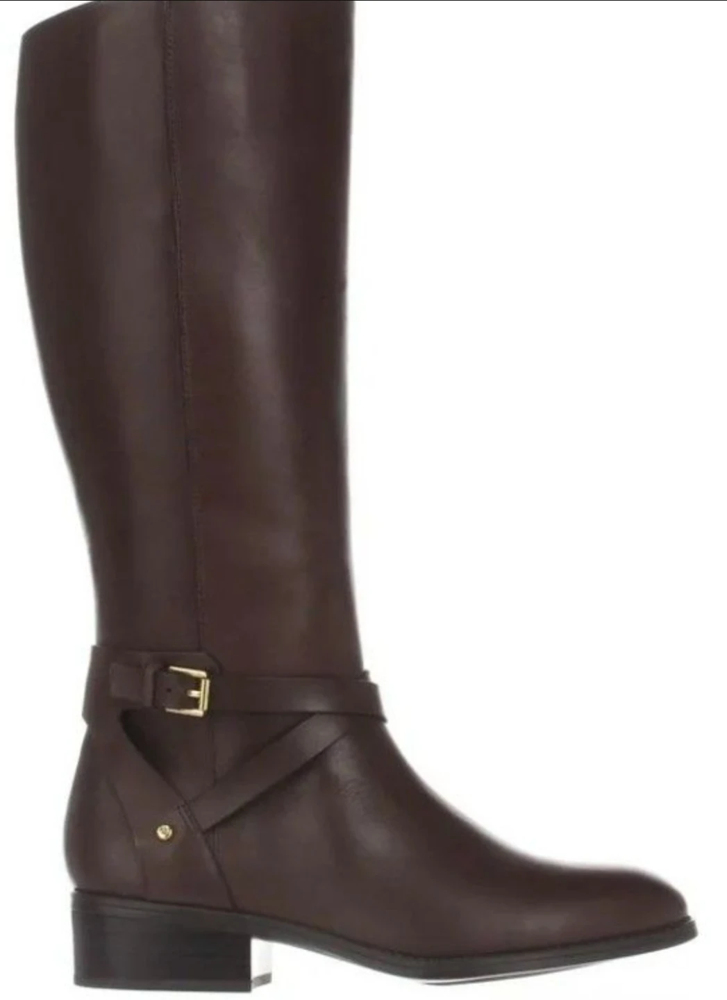 Ralph lauren Brown Leather Knee-High Boots with Buckle Detail