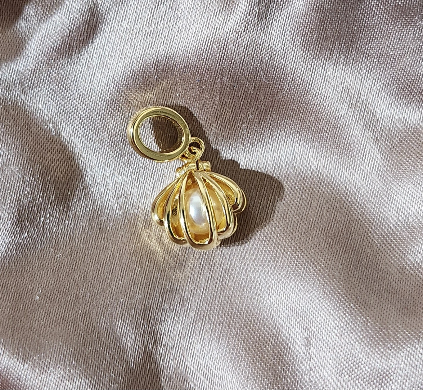 Gold Shell Pearl Charm