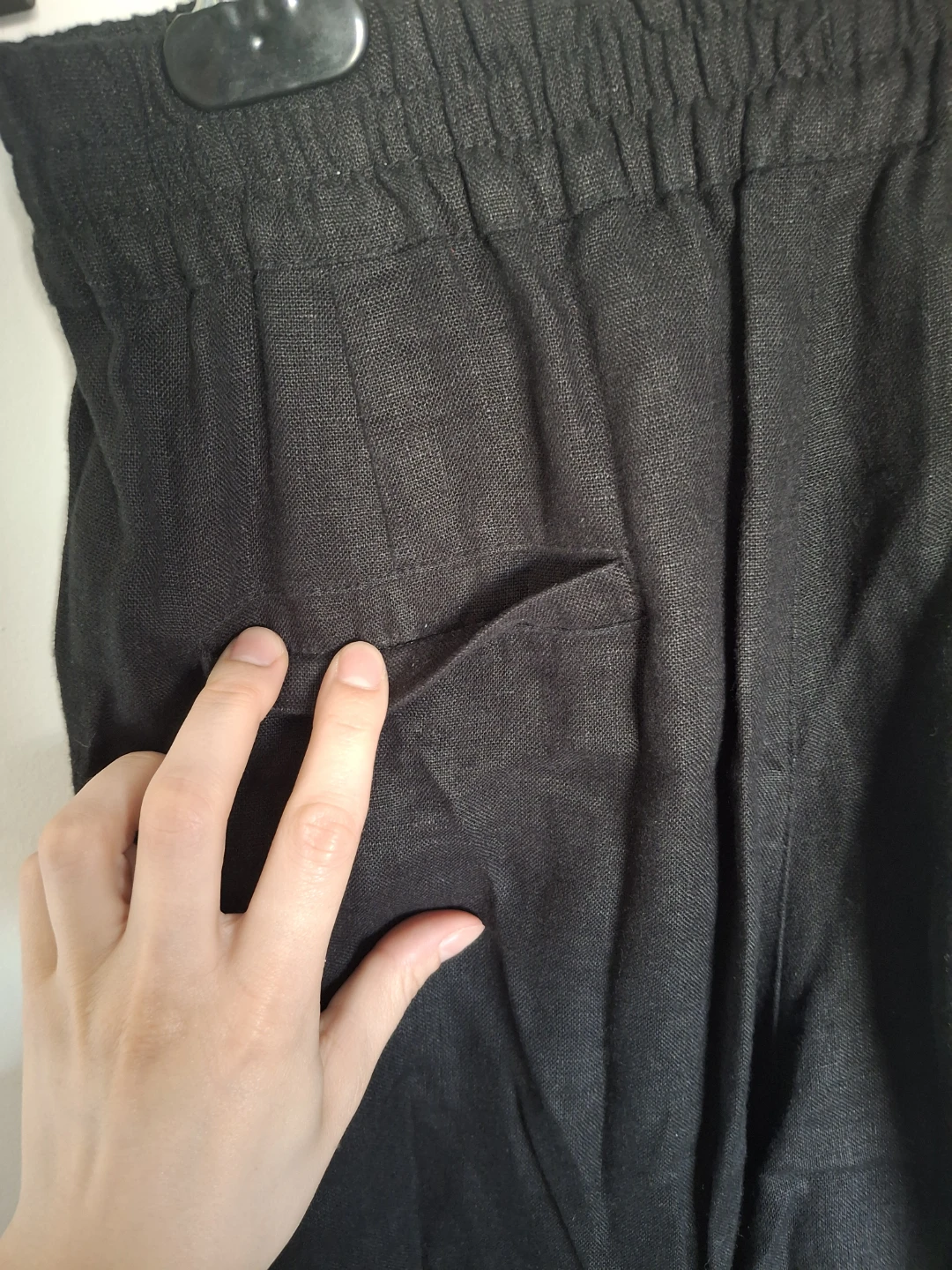 Black Wide Leg Linen Blend Pants - Size Medium - photo 5