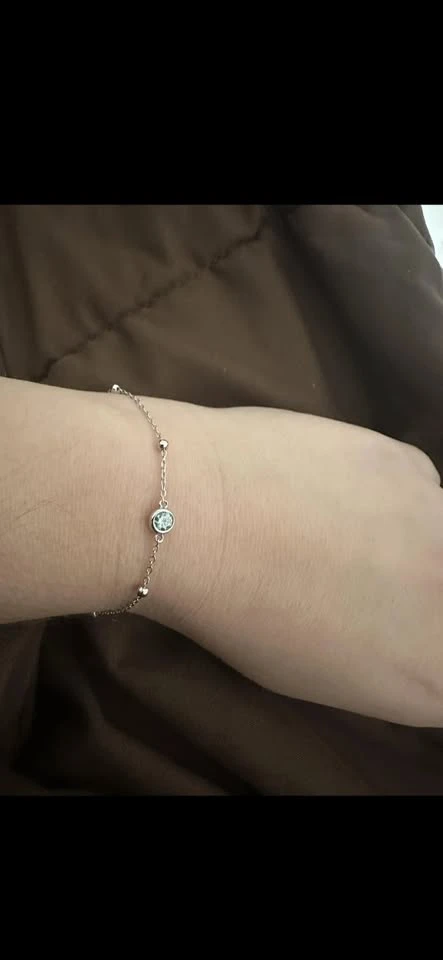 Blue Green Moissanite 925 sterling silver bracelet - photo 3