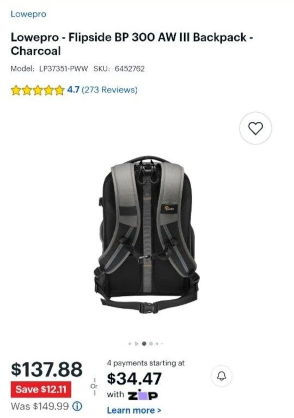 Lowepro Flipside BP 300 AW III Backpack - Dark Grey - photo 3