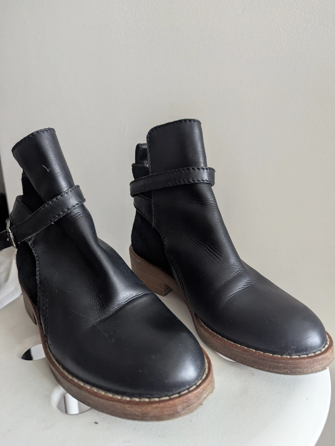 ACNE Black Genuine Leather Ankle Boots Stampede Cowboy - photo 2