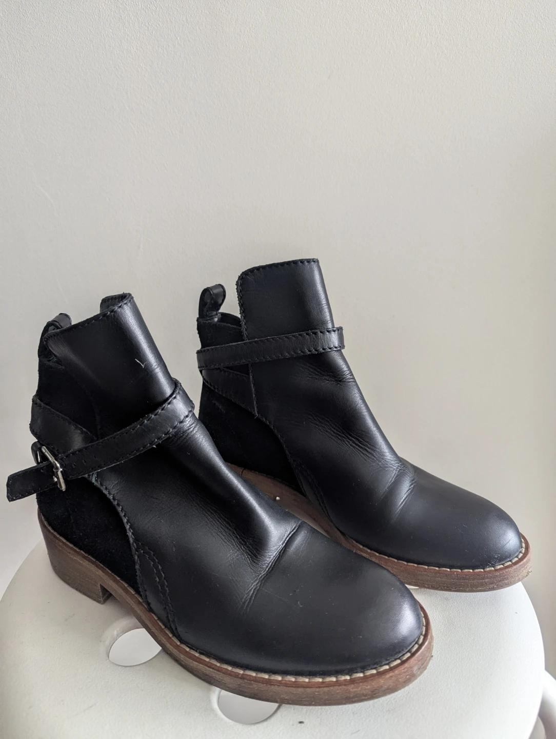 ACNE Black Genuine Leather Ankle Boots Stampede Cowboy - photo 3