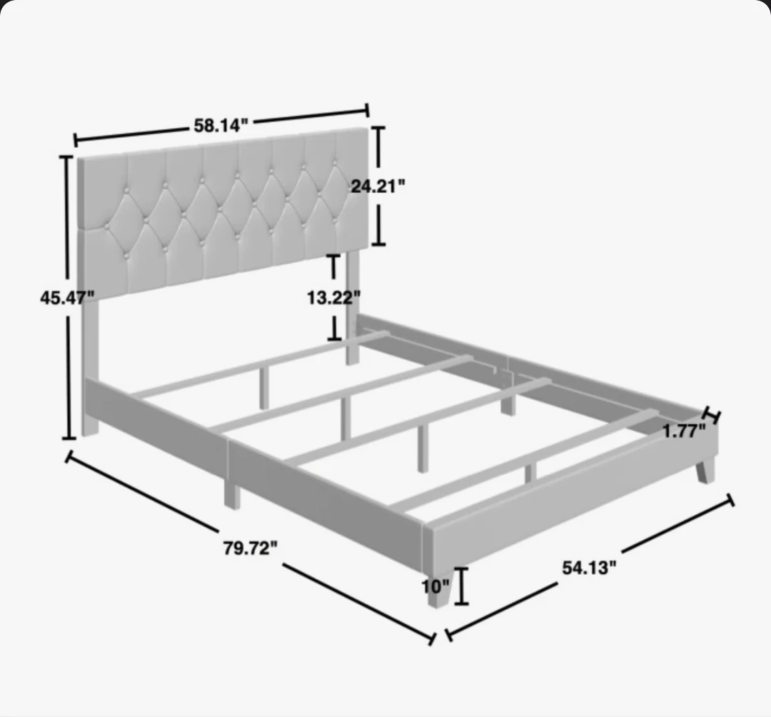 Twin Tufted Upholstered Bed Frame - Warm Gray - photo 2