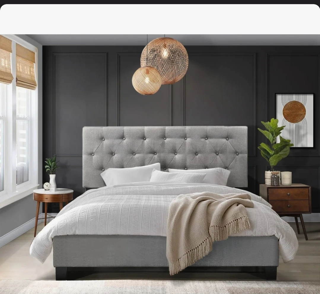 Twin Tufted Upholstered Bed Frame - Warm Gray - photo 3
