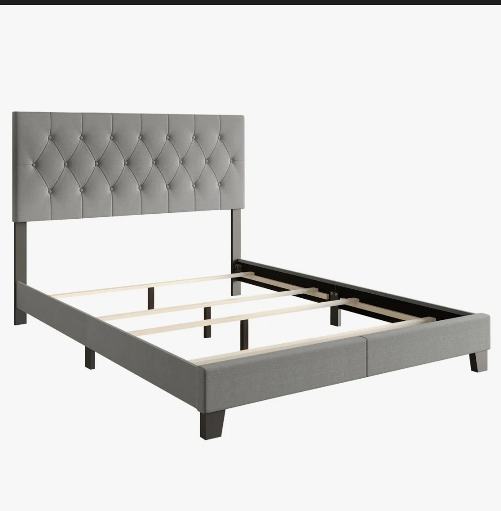 Twin Tufted Upholstered Bed Frame - Warm Gray - photo 4