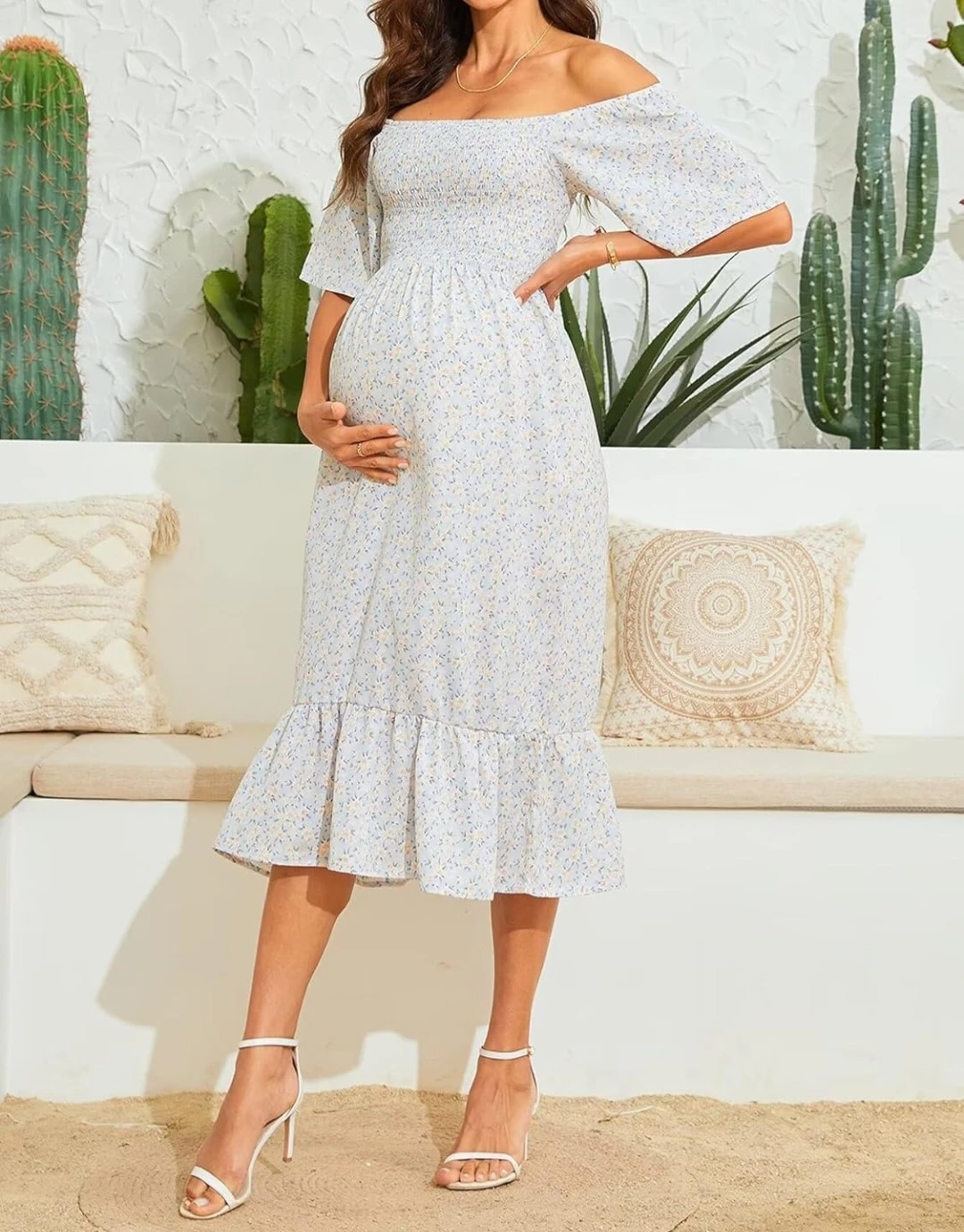 Maternity Floral Off-the-Shoulder Dress - photo 2