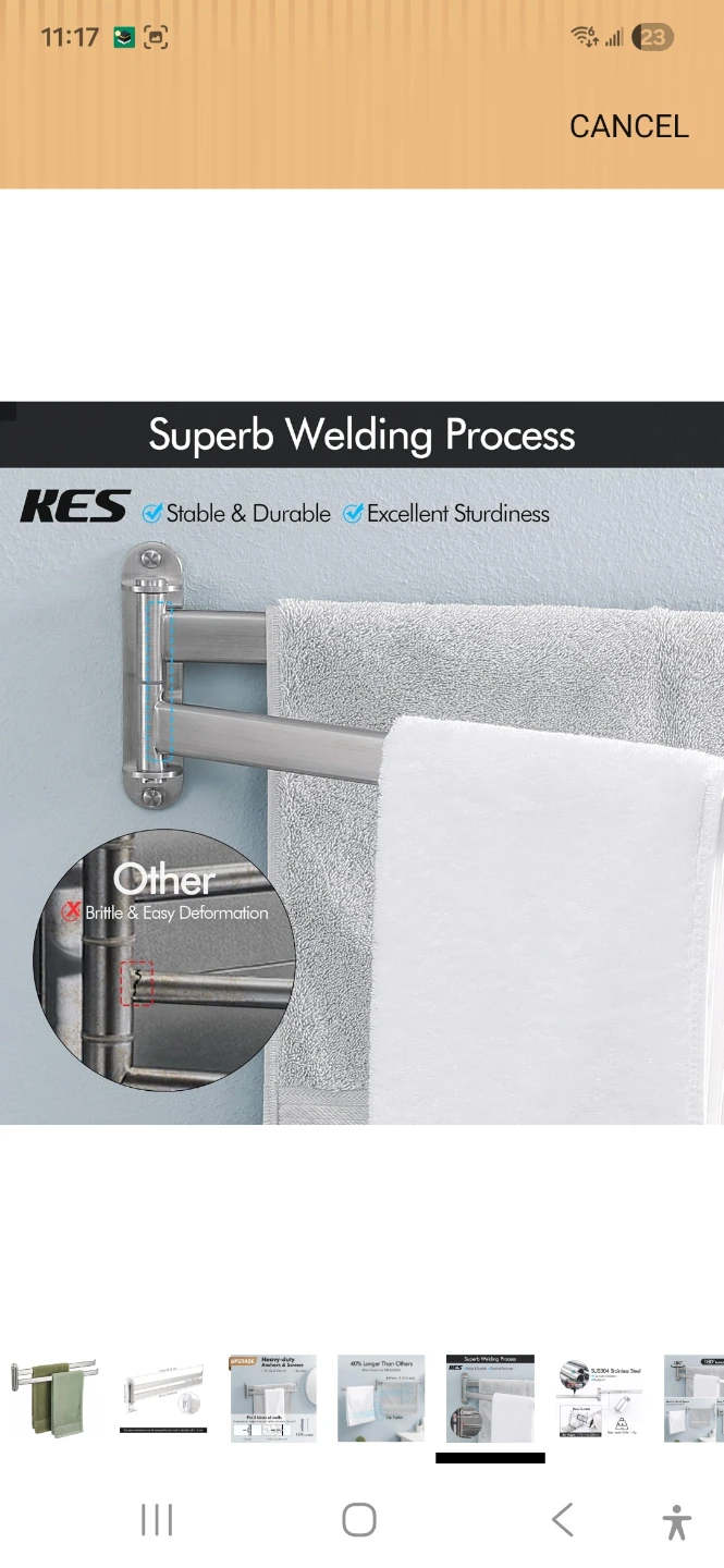 KES 2-Bar Swivel Towel Rack - photo 3