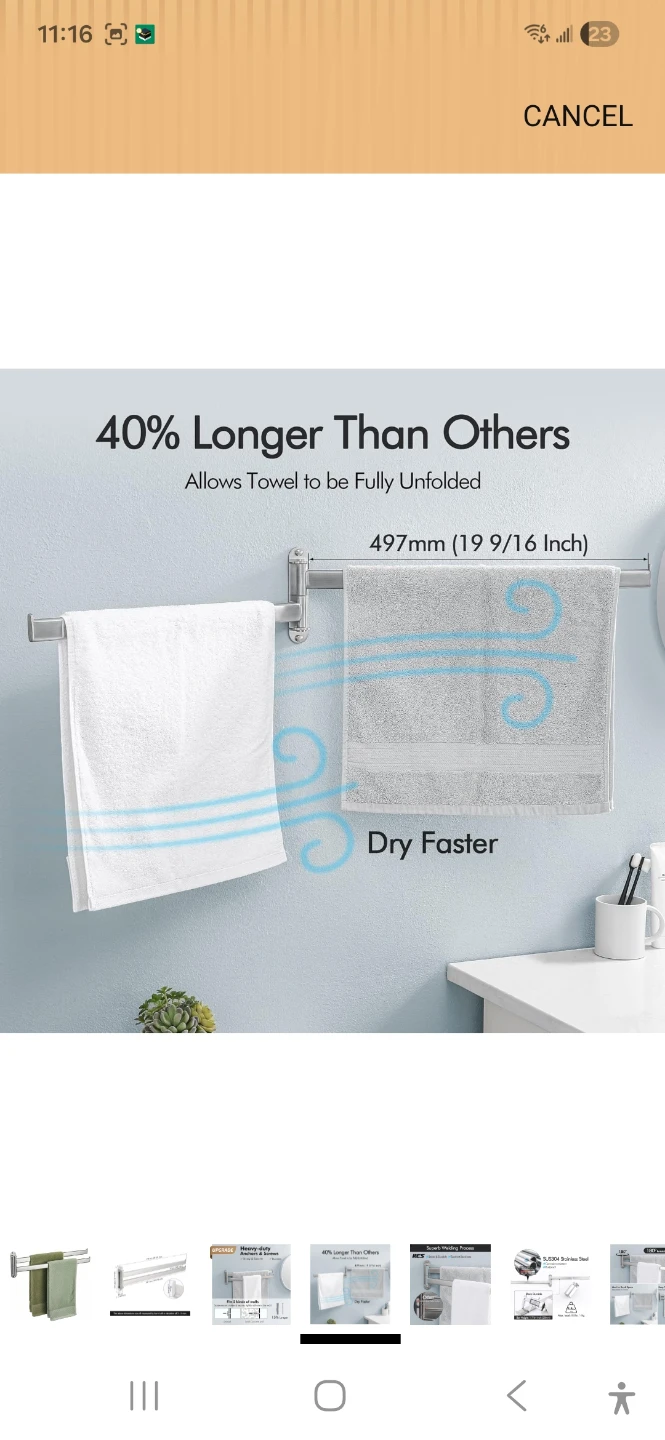 KES 2-Bar Swivel Towel Rack - photo 4