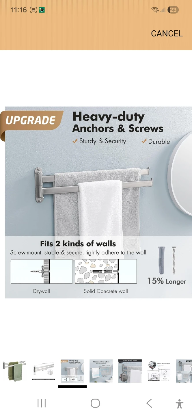 KES 2-Bar Swivel Towel Rack - photo 5
