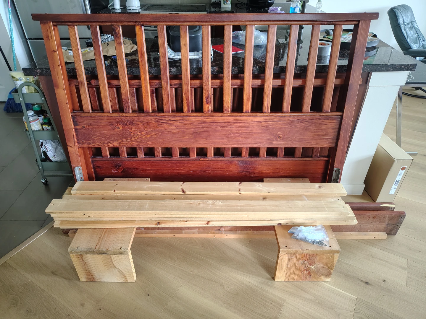 Wooden Bed Frame - Dark Brown - photo 3
